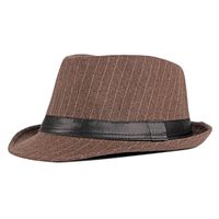 Men's Retro British Style Stripe Crimping Fedora Hat sku image 3