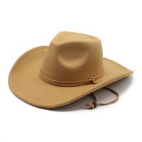 Unisex Retro Cowboy Style Solid Color Wide Eaves Fedora Hat sku image 4