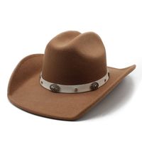 Unisex Retro Cowboy Style Solid Color Wide Eaves Fedora Hat sku image 5
