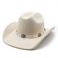 Unisex Retro Cowboy Style Solid Color Wide Eaves Fedora Hat sku image 4