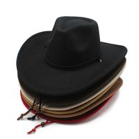 Unisex Retro Cowboy Style Solid Color Wide Eaves Fedora Hat main image 4