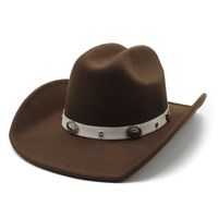 Unisex Retro Cowboy Style Solid Color Wide Eaves Fedora Hat sku image 2