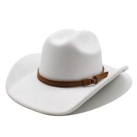 Unisex Retro Cowboy Style Solid Color Metal Button Big Eaves Fedora Hat main image 3