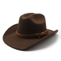 Unisex Retro Cowboy Style Solid Color Metal Button Big Eaves Fedora Hat main image 2