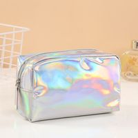 Streetwear Solid Color Pu Leather Square Makeup Bags main image 1
