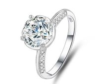 Simple Style Heart Shape Sterling Silver Inlay Moissanite Zircon Rings sku image 5