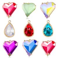 Streetwear Water Droplets Heart Shape Copper Plating Inlay Glass Stone 18k Gold Plated Charms Jewelry Accessories main image 1