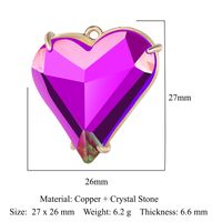 Streetwear Water Droplets Heart Shape Copper Plating Inlay Glass Stone 18k Gold Plated Charms Jewelry Accessories sku image 7