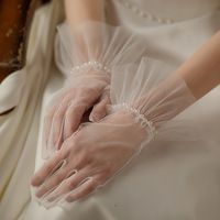 Women's Elegant Lady Bridal Solid Color Gloves 1 Set sku image 8