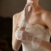 Women's Elegant Lady Bridal Solid Color Gloves 1 Set main image 4