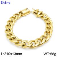Classic Style Solid Color Titanium Steel Chain 18K Gold Plated Men's Bracelets Necklace sku image 2