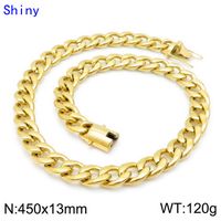 Classic Style Solid Color Titanium Steel Chain 18K Gold Plated Men's Bracelets Necklace sku image 8