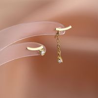 1 Pair Simple Style Classic Style Water Droplets Plating Inlay Sterling Silver Zircon White Gold Plated Gold Plated Drop Earrings main image 1