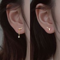 1 Pair Simple Style Classic Style Water Droplets Plating Inlay Sterling Silver Zircon White Gold Plated Gold Plated Drop Earrings main image 5