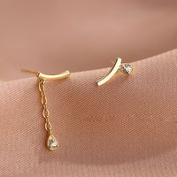 1 Pair Simple Style Classic Style Water Droplets Plating Inlay Sterling Silver Zircon White Gold Plated Gold Plated Drop Earrings main image 3