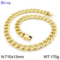 Classic Style Solid Color Titanium Steel Chain 18K Gold Plated Men's Bracelets Necklace sku image 15