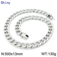 Classic Style Solid Color Titanium Steel Chain 18K Gold Plated Men's Bracelets Necklace sku image 4