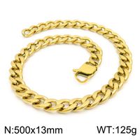 Titan Stahl 18 Karat Vergoldet Hip Hop Retro Überzug Einfarbig Armbänder Halskette sku image 9