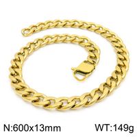 Titan Stahl 18 Karat Vergoldet Hip Hop Retro Überzug Einfarbig Armbänder Halskette sku image 11