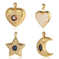 Luxurious Star Heart Shape Owl Copper Plating Inlay Zircon 18k Gold Plated Charms Jewelry Accessories main image 3