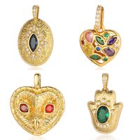 Luxurious Star Heart Shape Owl Copper Plating Inlay Zircon 18k Gold Plated Charms Jewelry Accessories main image 4
