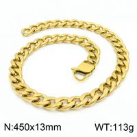 Titan Stahl 18 Karat Vergoldet Hip Hop Retro Überzug Einfarbig Armbänder Halskette sku image 8