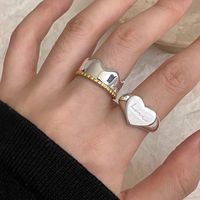 Simple Style Heart Shape Solid Color Brass Plating White Gold Plated Open Rings main image 1