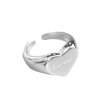 Simple Style Heart Shape Solid Color Brass Plating White Gold Plated Open Rings main image 5