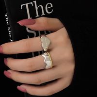 Simple Style Heart Shape Solid Color Brass Plating White Gold Plated Open Rings main image 4