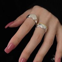 Simple Style Heart Shape Solid Color Brass Plating White Gold Plated Open Rings main image 2