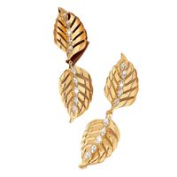 1 Pair Retro Roman Style Leaf Plating Inlay Alloy Zircon Drop Earrings main image 6
