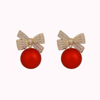 1 Pair Sweet Bow Knot Plating Inlay Alloy Zircon Drop Earrings main image 3