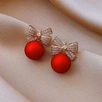 1 Pair Sweet Bow Knot Plating Inlay Alloy Zircon Drop Earrings main image 1