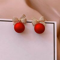 1 Pair Sweet Bow Knot Plating Inlay Alloy Zircon Drop Earrings main image 2