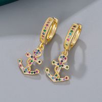 1 Pair Lady Anchor Inlay Copper Zircon Drop Earrings main image 1