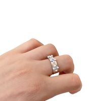 Nordic Style Modern Style Geometric Sterling Silver Plating Inlay Artificial Pearls Open Rings main image 4