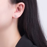 1 Pair Simple Style Geometric Inlay Copper Zircon Ear Studs main image 3