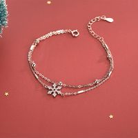 Casual Simple Style Classic Style Solid Color Snowflake Sterling Silver Plating Inlay Zircon Silver Plated Bracelets main image 2