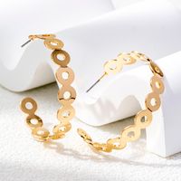 Wholesale Jewelry Elegant Solid Color Alloy Gold Plated Side Stripe Mesh Hollow Out Ear Studs main image 3