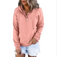 Women's Hoodies Long Sleeve Pocket Button Casual Solid Color main image 2