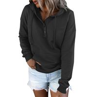 Women's Hoodies Long Sleeve Pocket Button Casual Solid Color main image 4
