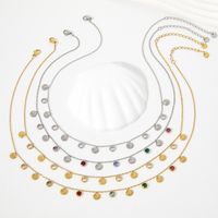 304 Stainless Steel 16K Gold Plated White Gold Plated Gold Plated Elegant Lady Plating Inlay Shell Zircon Anklet Necklace main image 4