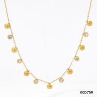 304 Stainless Steel 16K Gold Plated White Gold Plated Gold Plated Elegant Lady Plating Inlay Shell Zircon Anklet Necklace sku image 7