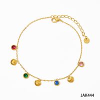 304 Stainless Steel 16K Gold Plated White Gold Plated Gold Plated Elegant Lady Plating Inlay Shell Zircon Anklet Necklace sku image 4