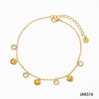 304 Stainless Steel 16K Gold Plated White Gold Plated Gold Plated Elegant Lady Plating Inlay Shell Zircon Anklet Necklace sku image 2