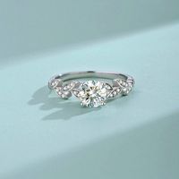 Simple Style Leaf Sterling Silver Inlay Moissanite Zircon Rings sku image 9