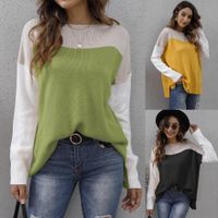 Women's Knitwear Long Sleeve Sweaters & Cardigans Contrast Binding Streetwear Color Block main image 1