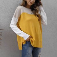 Women's Knitwear Long Sleeve Sweaters & Cardigans Contrast Binding Streetwear Color Block sku image 1