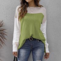 Women's Knitwear Long Sleeve Sweaters & Cardigans Contrast Binding Streetwear Color Block sku image 5