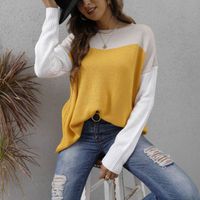 Women's Knitwear Long Sleeve Sweaters & Cardigans Contrast Binding Streetwear Color Block main image 2